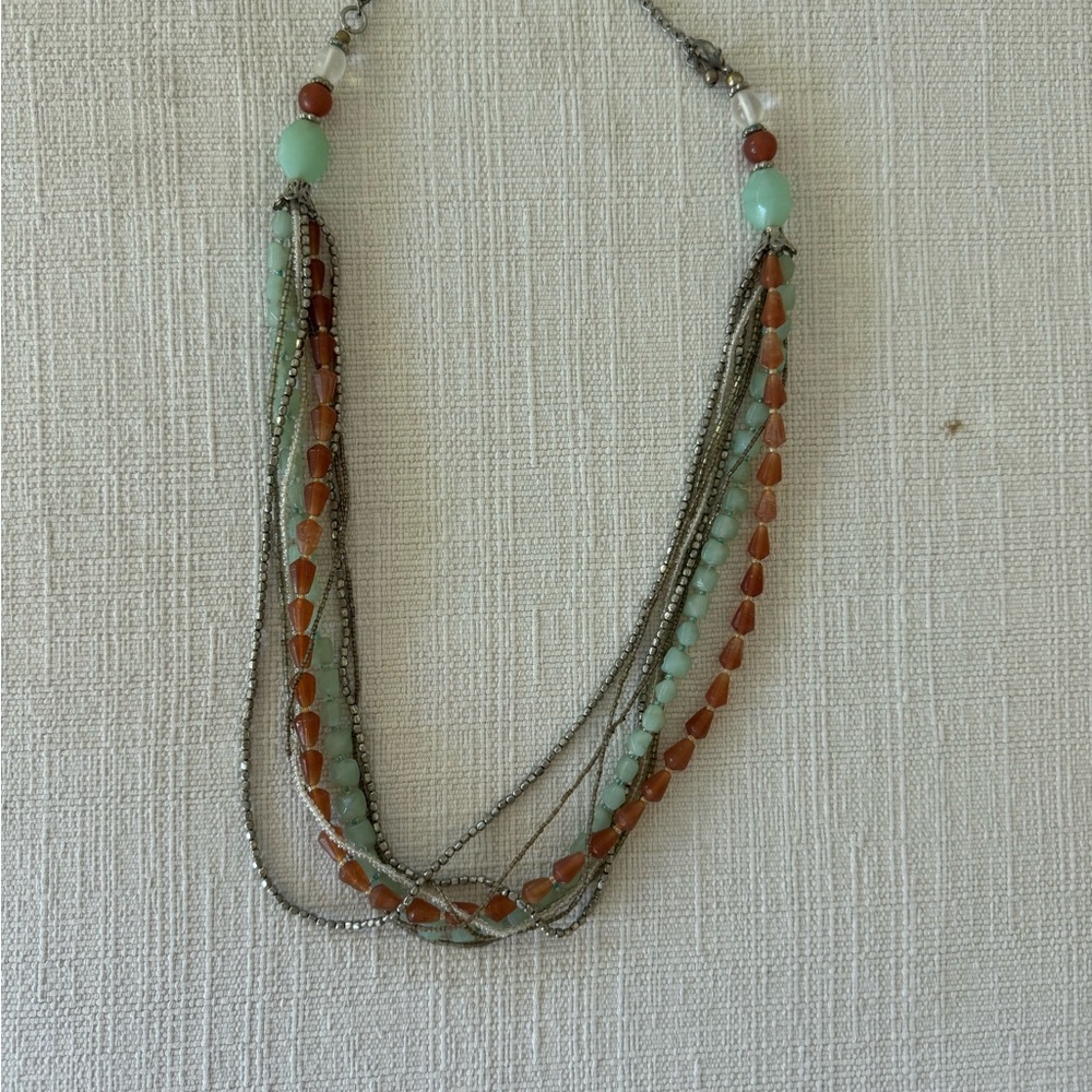 Anthropologie Multi-Strand Necklace with Green and Brown Beads